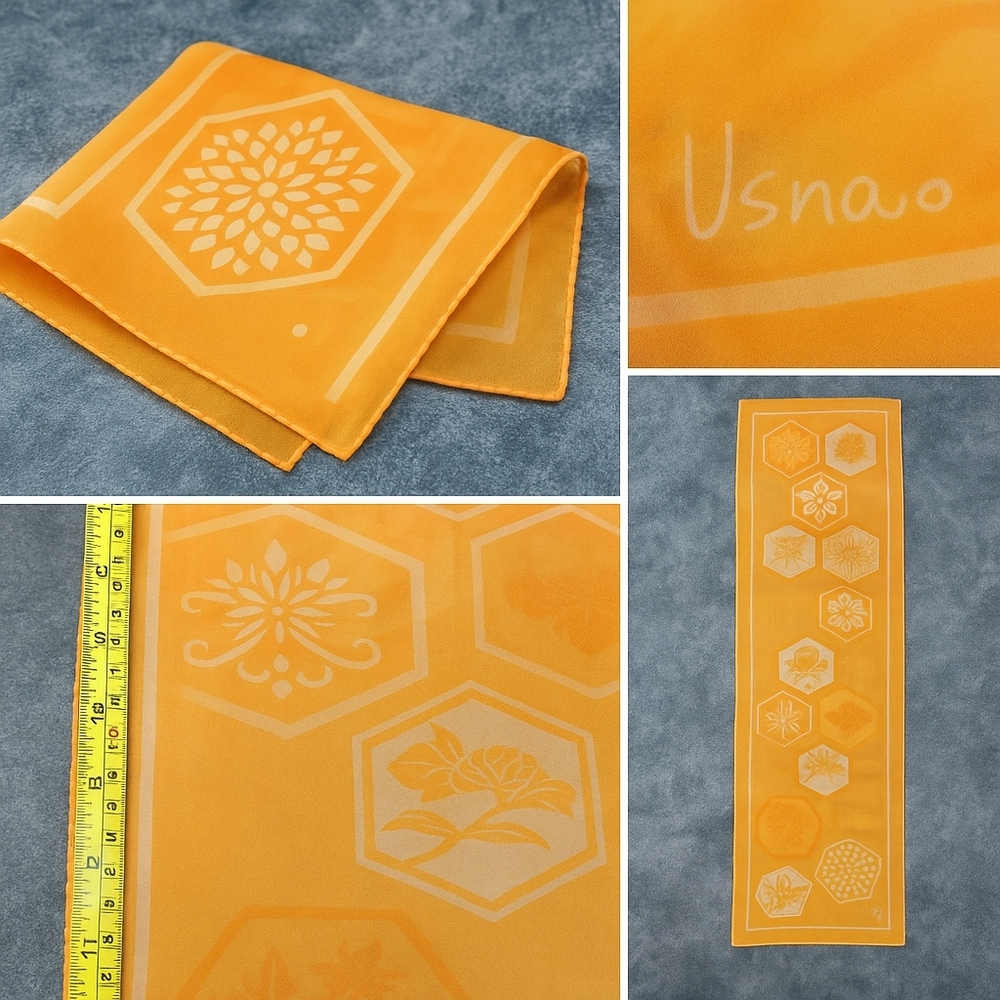 Vintage 1970s Emanuel Ungaro Signed Silk Scarf – Yellow Floral Hexagon Print - Picture 2 of 7